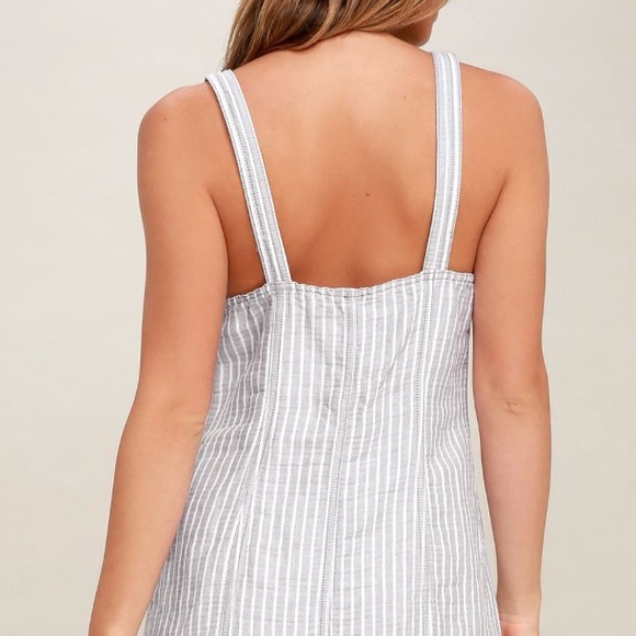 Free People Grey Striped Pinafore Dress - Picture 4 of 5